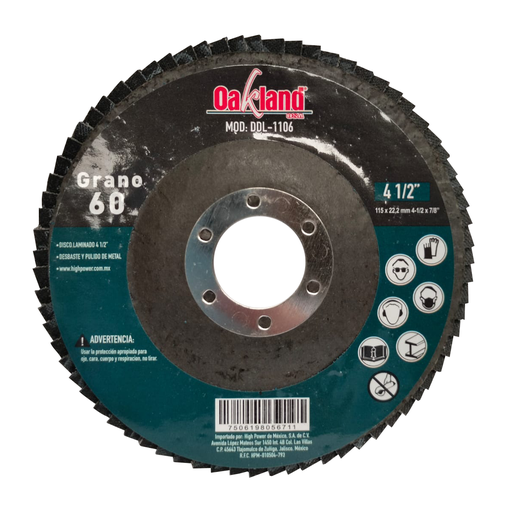 [OAKDDL1106] DISCO LAMINADO METAL 4-1/2 GRANO 60 ZIRCONIA