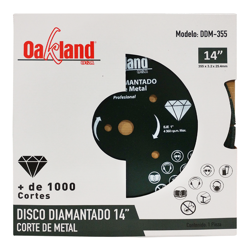 [OAKDDM-355] DISCO DE DIAMANTE DE 14" X 1/8" X 1" P/CORTE DE METAL 4-300R